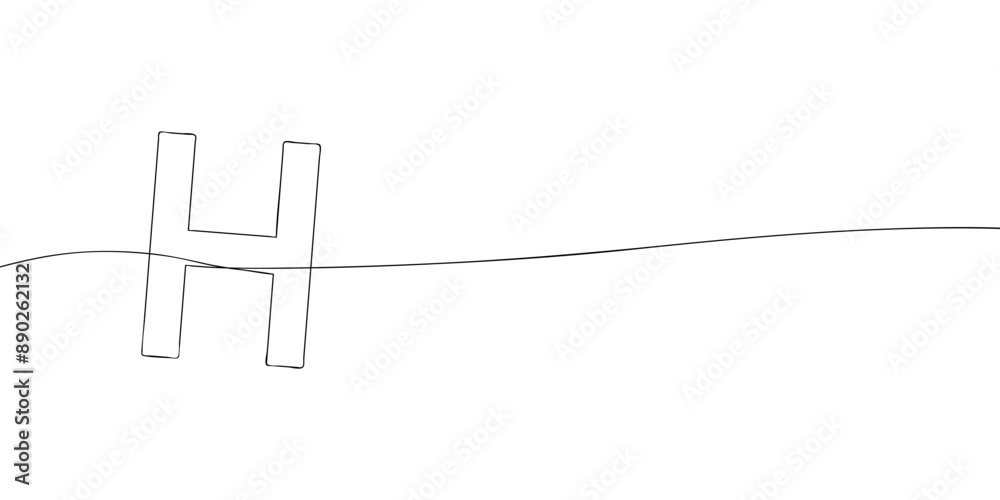 A single line drawing of a letter h. Continuous line alphabet symbol icon. One line icon. Vector illustration. A single line drawing of a letter h. Continuous line alphabet symbol icon. One line icon. Vector illustration.
