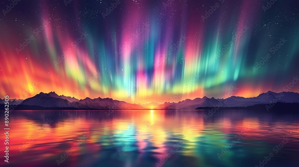 Aurora borealis effect in sync with music, music and colors, natural visual experience Aurora borealis effect in sync with music, music and colors, natural visual experience