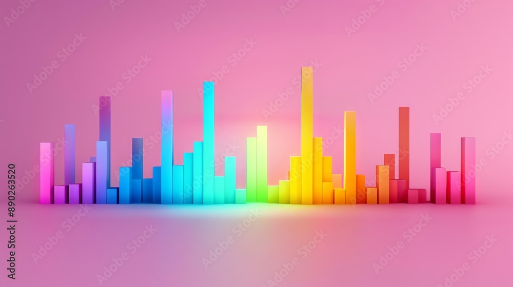 Visual equalizer bars in vibrant colors, music and colors, audiovisual synchronization Visual equalizer bars in vibrant colors, music and colors, audiovisual synchronization