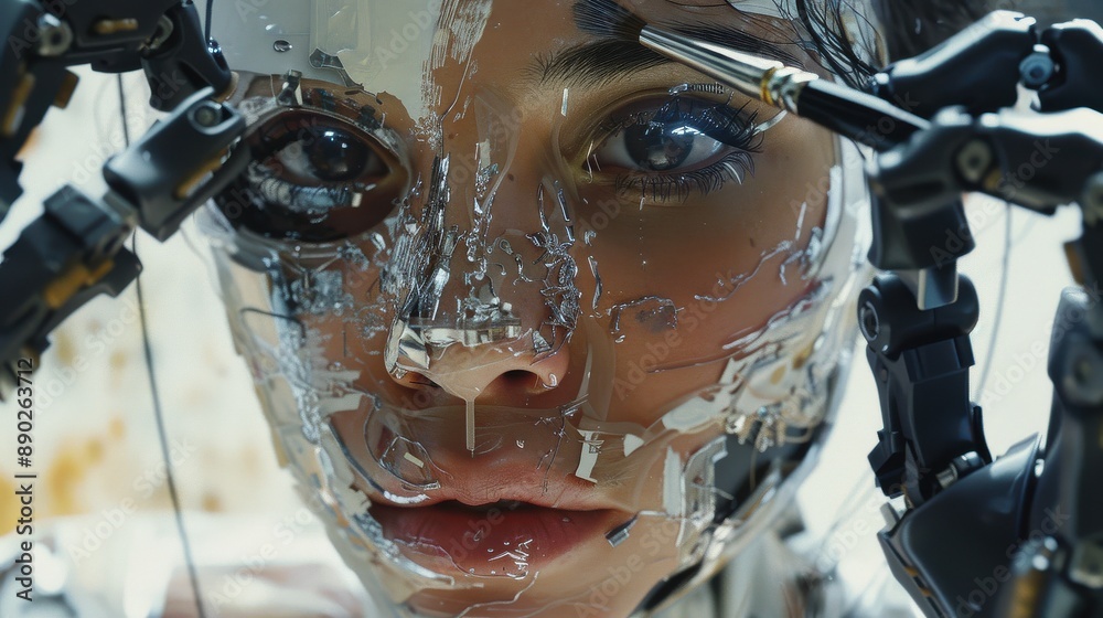 beautiful girl with artificial intelligence. Future technology concept. beautiful girl with artificial intelligence. Future technology concept.