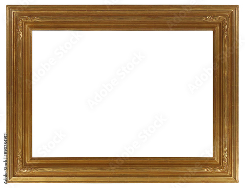 Wide wooden picture frame in PNG format on a transparent background. 