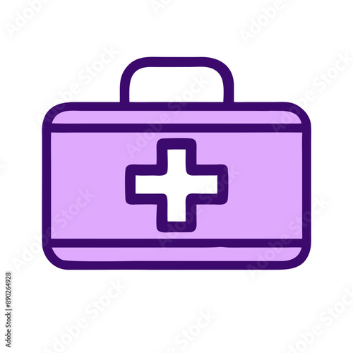 Minimalist Mental Healthcare Professional Icon, Purple and White, First Aid Kit