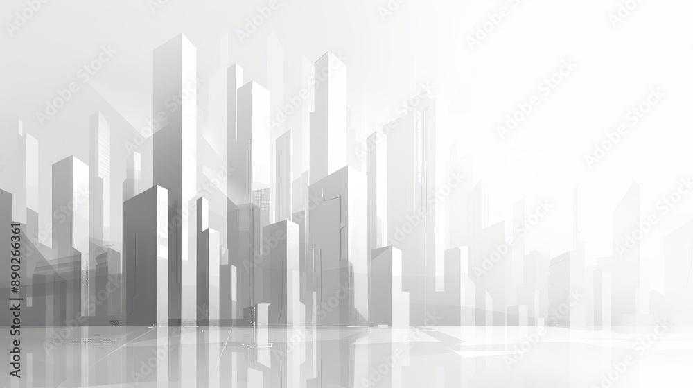 Fototapeta premium Concept art sketch of a futuristic cityscape, with towering buildings and advanced technology, rendered in monochromatic tones