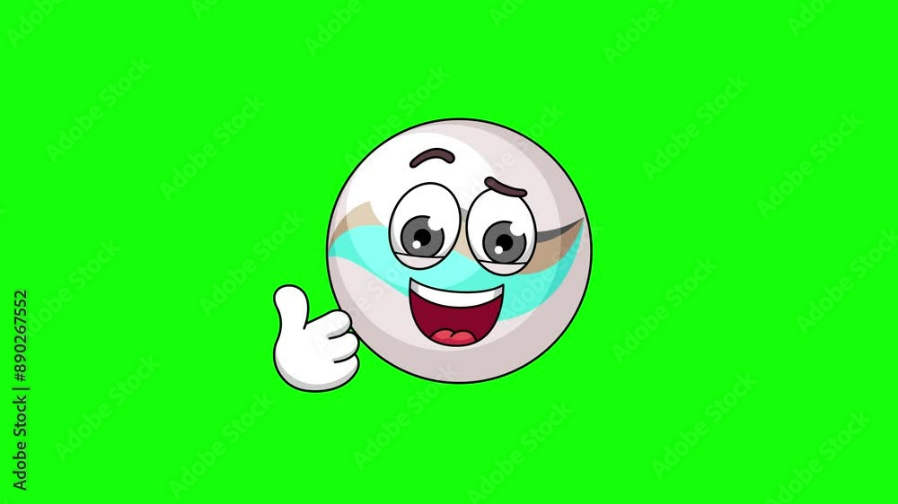 Thumbs-up marble toy cartoon loop animation on a green screen Thumbs-up marble toy cartoon loop animation on a green screen
