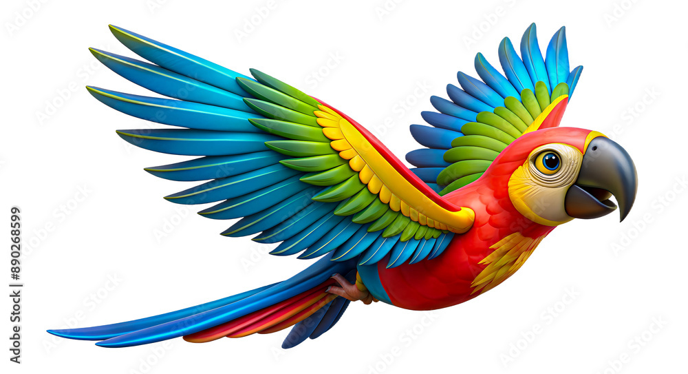 Colorful Parrot Flying Isolated on Transparent Background, Generative AI Colorful Parrot Flying Isolated on Transparent Background, Generative AI