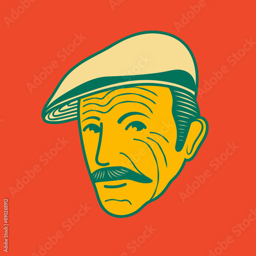 Old man face avatar illustration graphic design 8