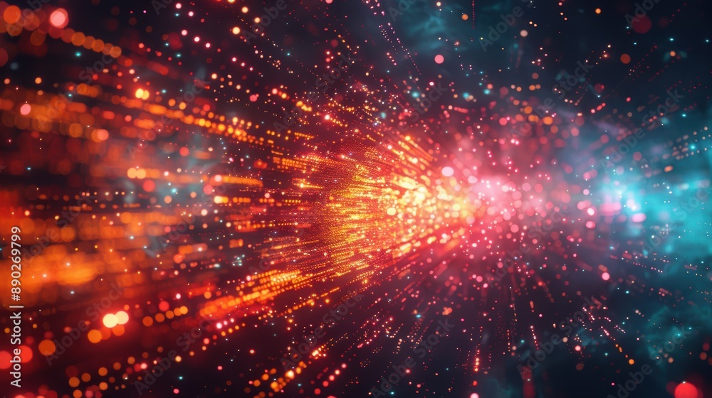 Obraz premium An abstract visualization of a machine learning algorithm with floating equations and data points