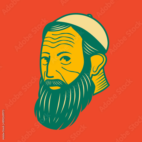Old man face avatar illustration graphic design 9