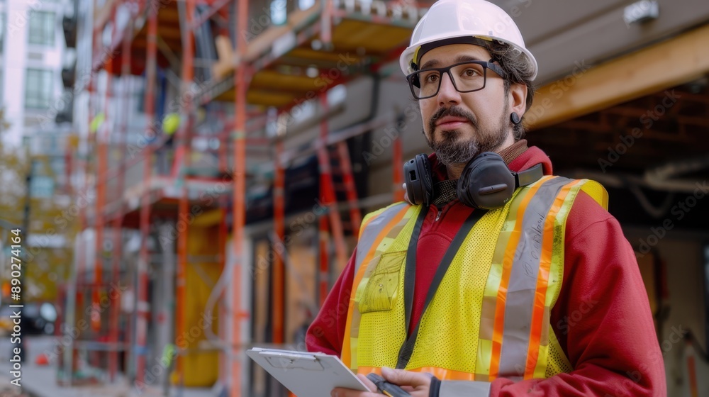 Construction Site Inspector with Clipboard Construction Site Inspector with Clipboard