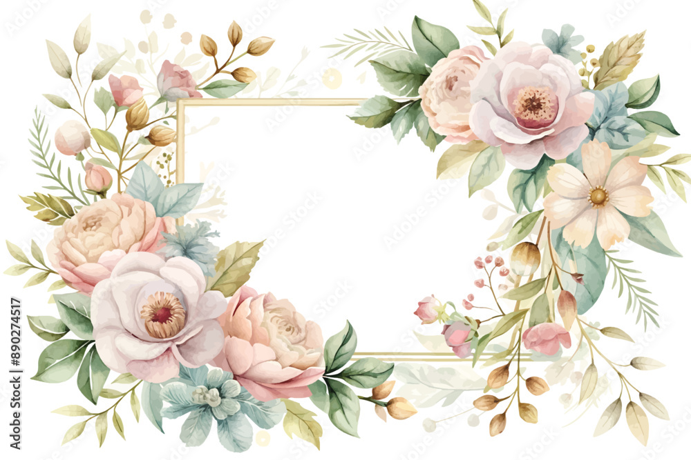 Elegant Floral Frame With Pink And White Flowers Elegant Floral Frame With Pink And White Flowers