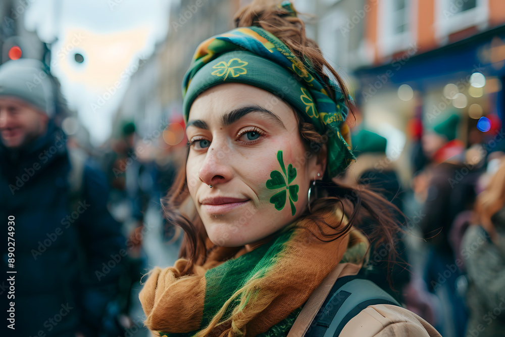 St. Patrick’s Day, Dublin the streets are dressed in green and filled with music and dancing with a green shamrock and the celebration of the céilidh St. Patrick’s Day, Dublin the streets are dressed in green and filled with music and dancing with a green shamrock and the celebration of the céilidh