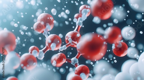 Isotopic labeling in biological research, with detailed imagery of molecules and cells tagged with isotopes, showcasing its use in medical studies