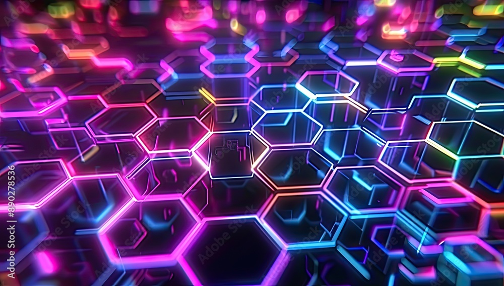 Glowing Hexagonal Shapes in Dark Glowing Hexagonal Shapes in Dark