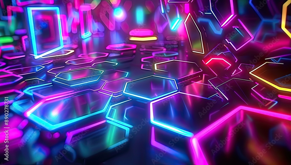 Glowing Hexagonal Shapes in Dark Glowing Hexagonal Shapes in Dark