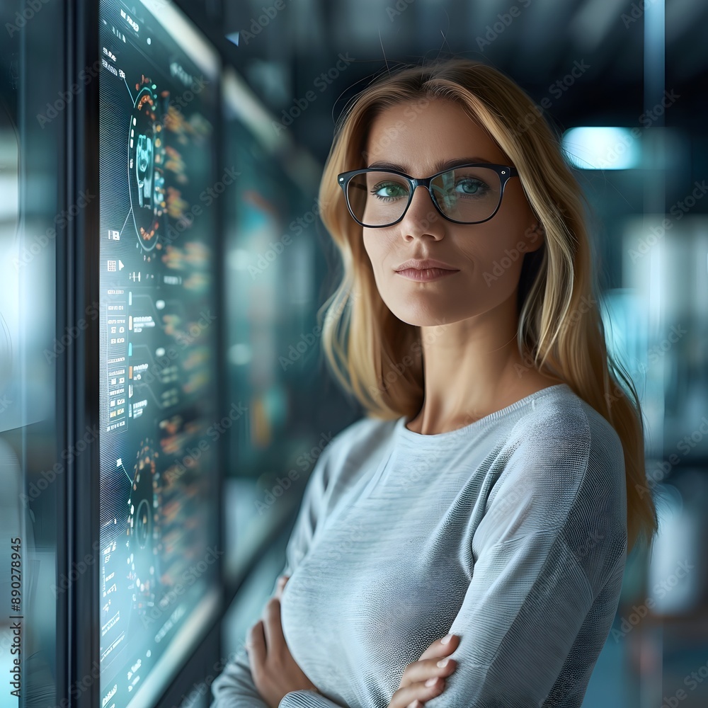 Confident Female Executive Planning Company s Future in Modern Office Confident Female Executive Planning Company s Future in Modern Office