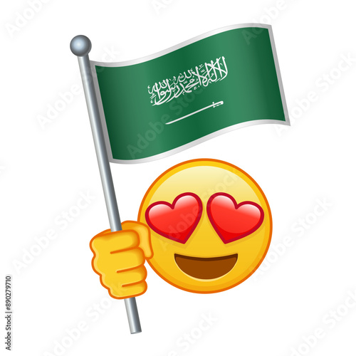 Emoji with Saudi Arabia flag Large size of yellow emoji smile