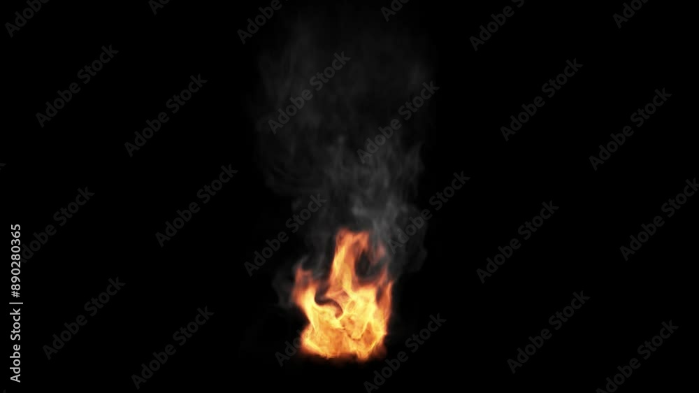 Realistic Fire Flame Torch and Smoke: Vivid Flame Torch in the Dark Background. This clip includes an alpha layer.