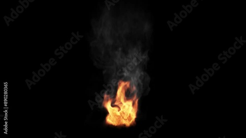 Realistic Fire Flame Torch and Smoke: Vivid Flame Torch in the Dark Background. This clip includes an alpha layer.
