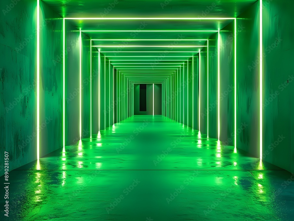 Futuristic Neon Green Tunnel Background for Sports Gear and Product Displays Futuristic Neon Green Tunnel Background for Sports Gear and Product Displays