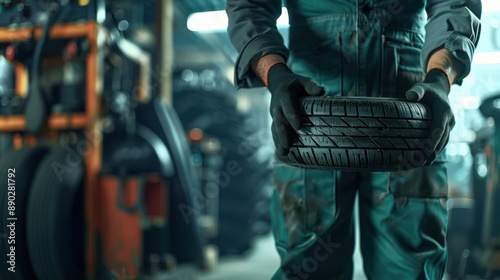 Wallpaper Mural Mechanic Holding Car Tire Torontodigital.ca