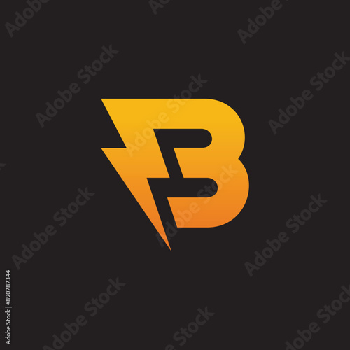 Letter B logo Flash Thunder Voltage vector template
