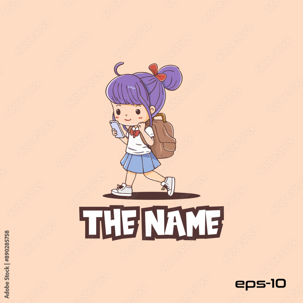 Female students wear uniforms back to school, character, vector, illustration, eps 10, mascot, logo, cute Female students wear uniforms back to school, character, vector, illustration, eps 10, mascot, logo, cute