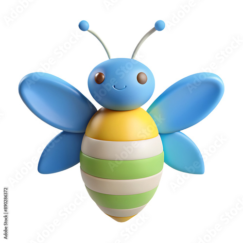 Cute cartoon bee with big eyes and a smile