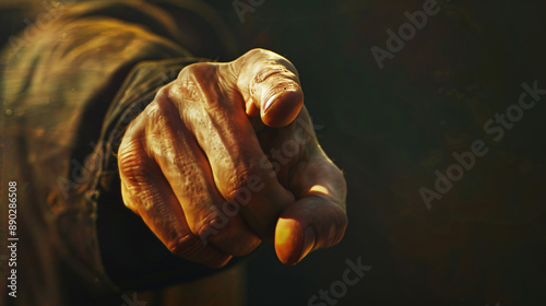 Close-up of Human Hand Pointing Finger Gesture