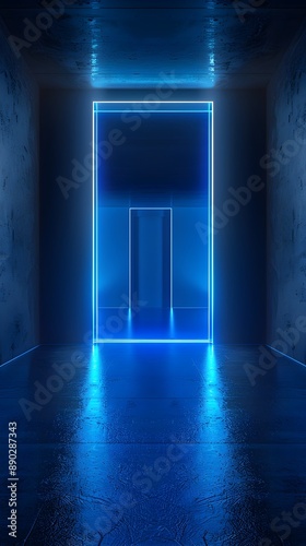 Sleek Neon Blue Backdrop for Tech Device Concept Display