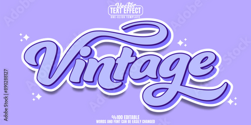 Vintage editable text effect, customizable 90s and retro 3d font style