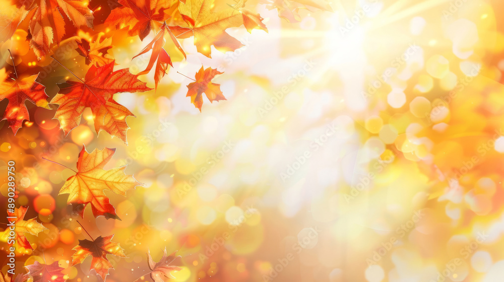 Background image of an autumn landscape with leaves and a place for text Background image of an autumn landscape with leaves and a place for text