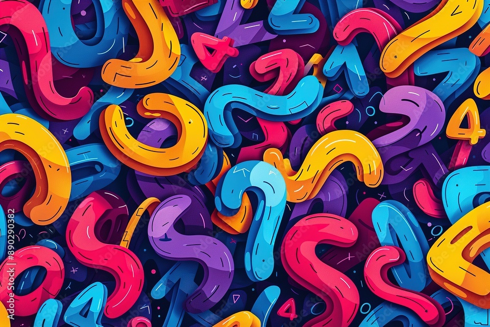 A colorful background with numbers and letters in different colors A colorful background with numbers and letters in different colors