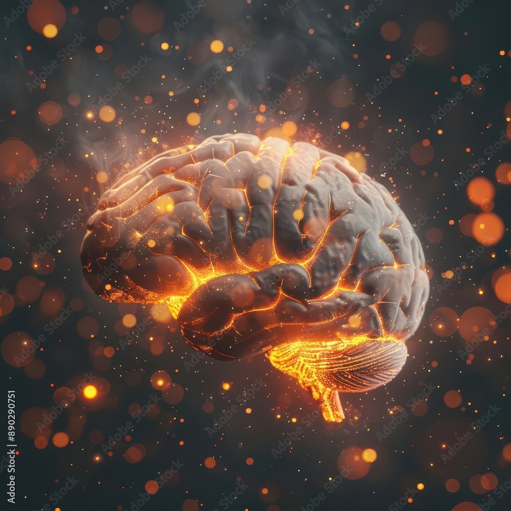 artistic rendering of a human brain with glowing synapses half anatomical half abstract representation showcasing mental health and neuroscience concepts artistic rendering of a human brain with glowing synapses half anatomical half abstract representation showcasing mental health and neuroscience concepts