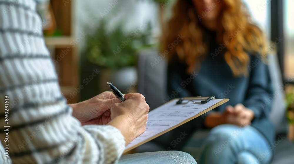 Fototapeta premium The therapist writing notes