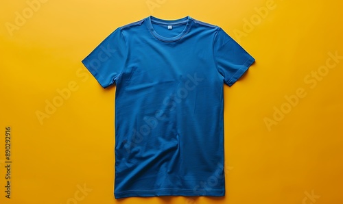 Blue T-Shirt on Yellow Background photo