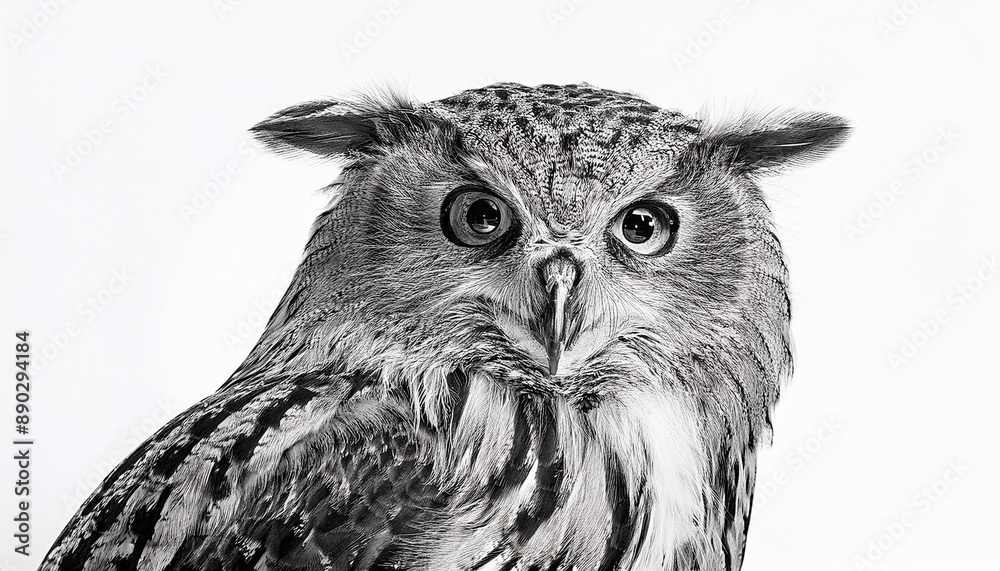 Naklejka premium Realistic pencil portrait of a wise old owl.