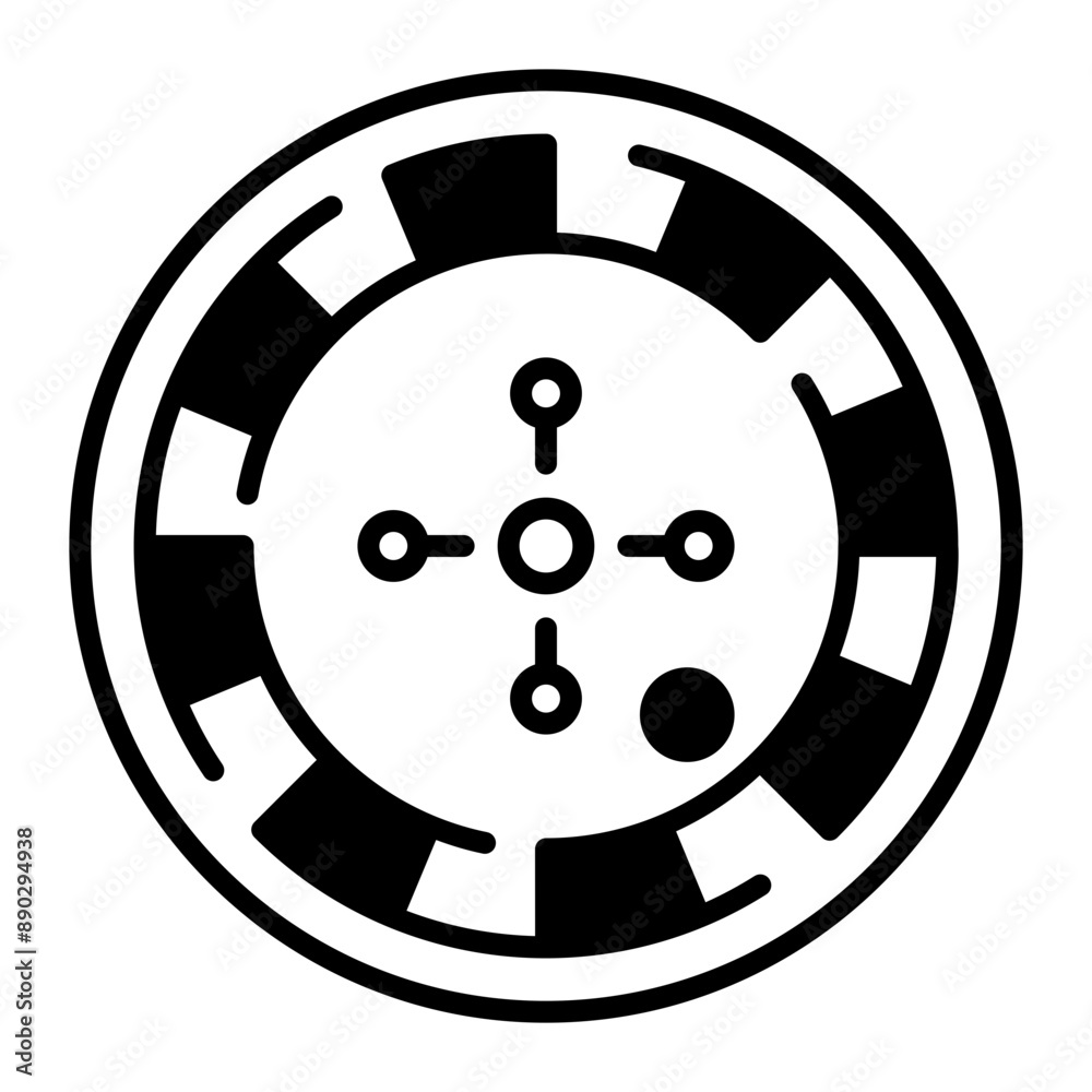 Roulette wheel spin, outline style icon Roulette wheel spin, outline style icon
