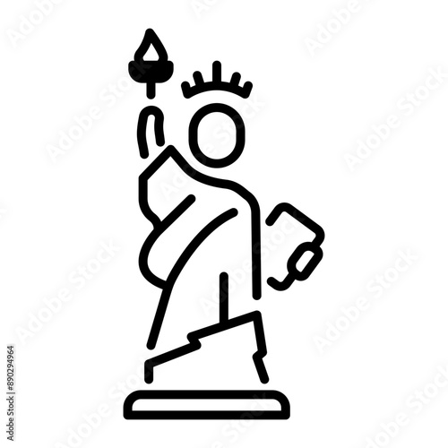 A linear icon of the liberty statue