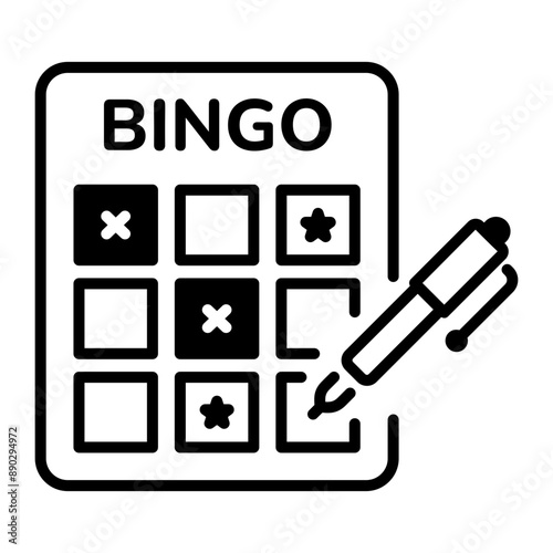 A linear icon of bingo card