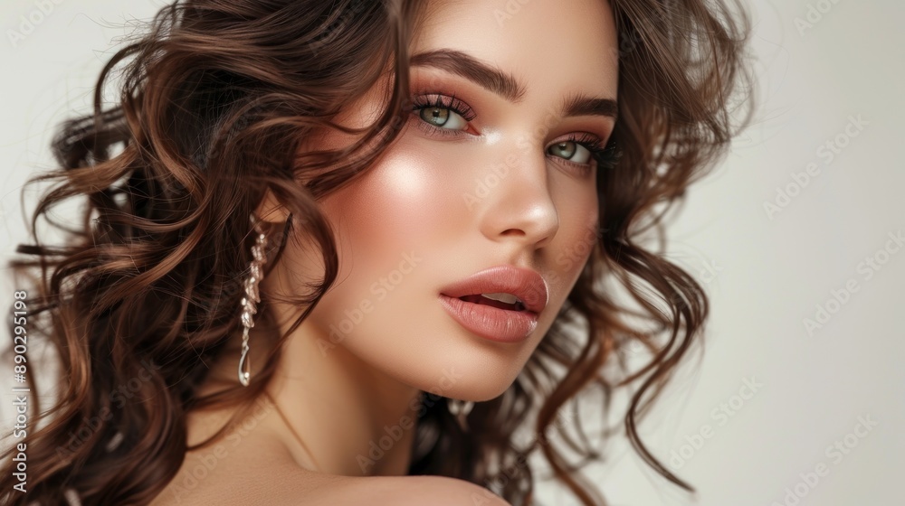 Portrait of a Beautiful Woman with Long Wavy Hair Portrait of a Beautiful Woman with Long Wavy Hair