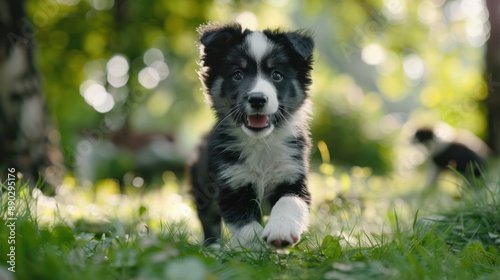 Playful Puppy Running in the Grass