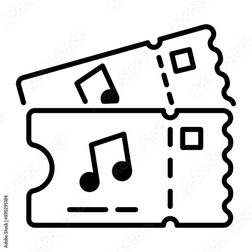 A linear style icon of concert tickets