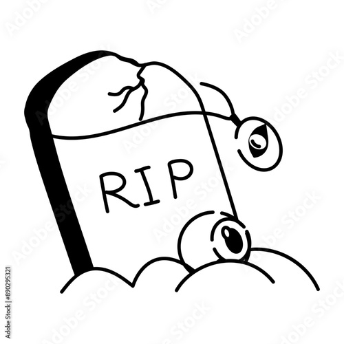 A hand drawn icon of halloween grave 