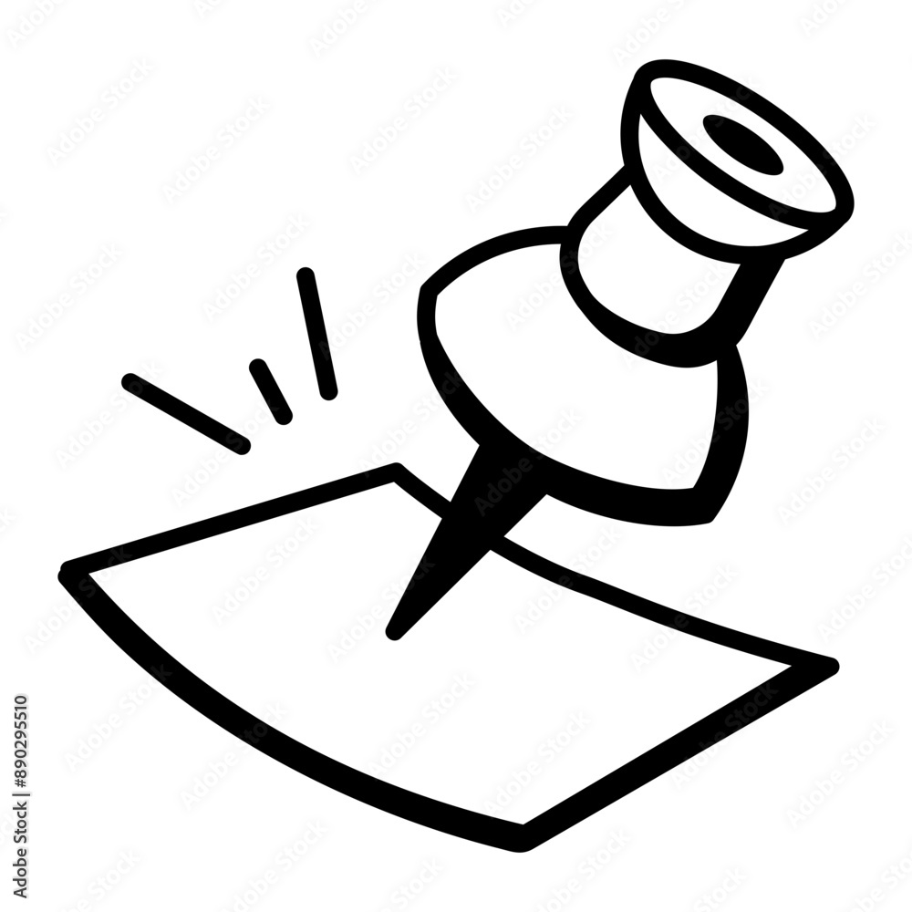 An outline style icon of paper pin An outline style icon of paper pin