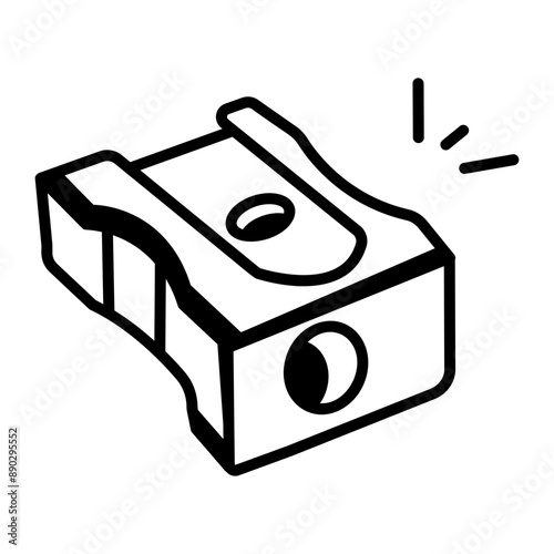 An outline icon of pencil sharpener 