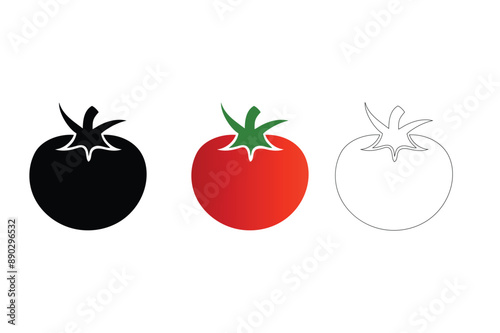 Tomato vector illustration isolated on white background.