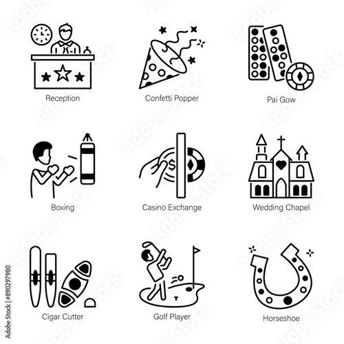 Set of 09 Gaming Line Icons

