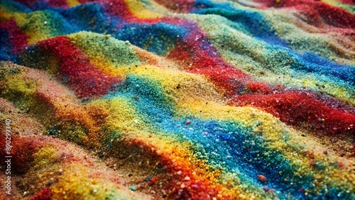 Colorful sand as a background, close up. Selective focus.