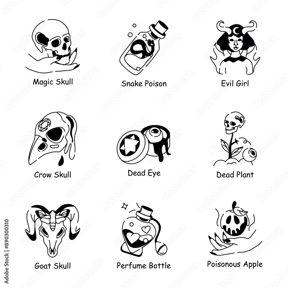 Set of Witchcraft Hand Drawn Icons
Set of Witchcraft Hand Drawn Icons