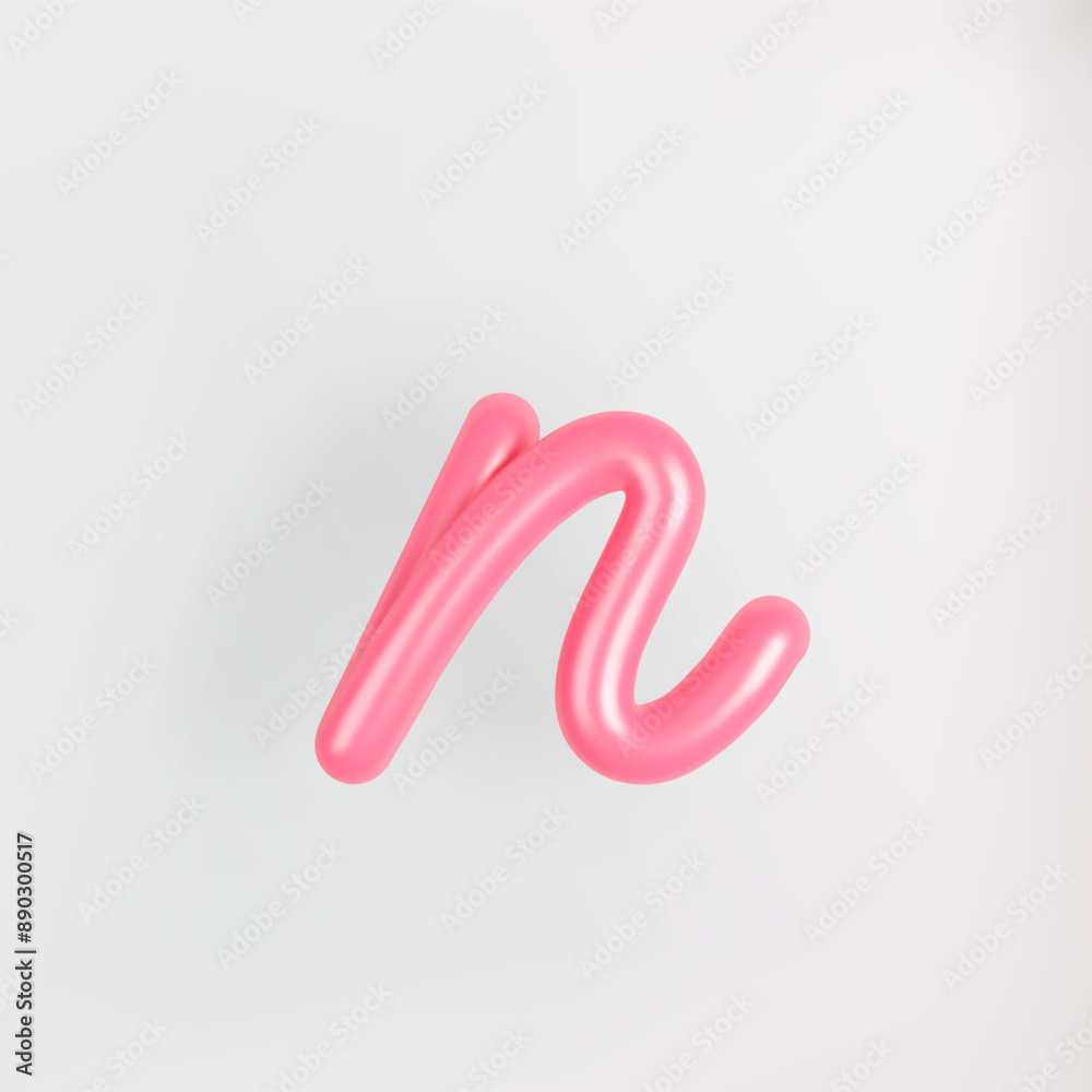 3D Pink Script Lowercase Letter N on light background. Cute Cursive Bubble typography symbol vector illustration. 3D Pink Script Lowercase Letter N on light background. Cute Cursive Bubble typography symbol vector illustration.